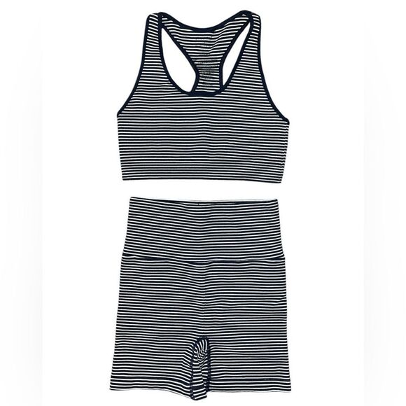 Free People Striped 2 Piece Sports Bra & Shorts Set - Picture 1 of 3